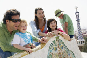 Parc Guell, Barcelona, Spain --- Family in the Parc Guell --- Image by © Royalty-Free/Corbis