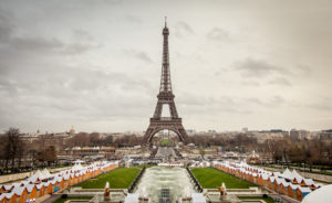 Wide-angle View Of The Eiffel Tower In Winter